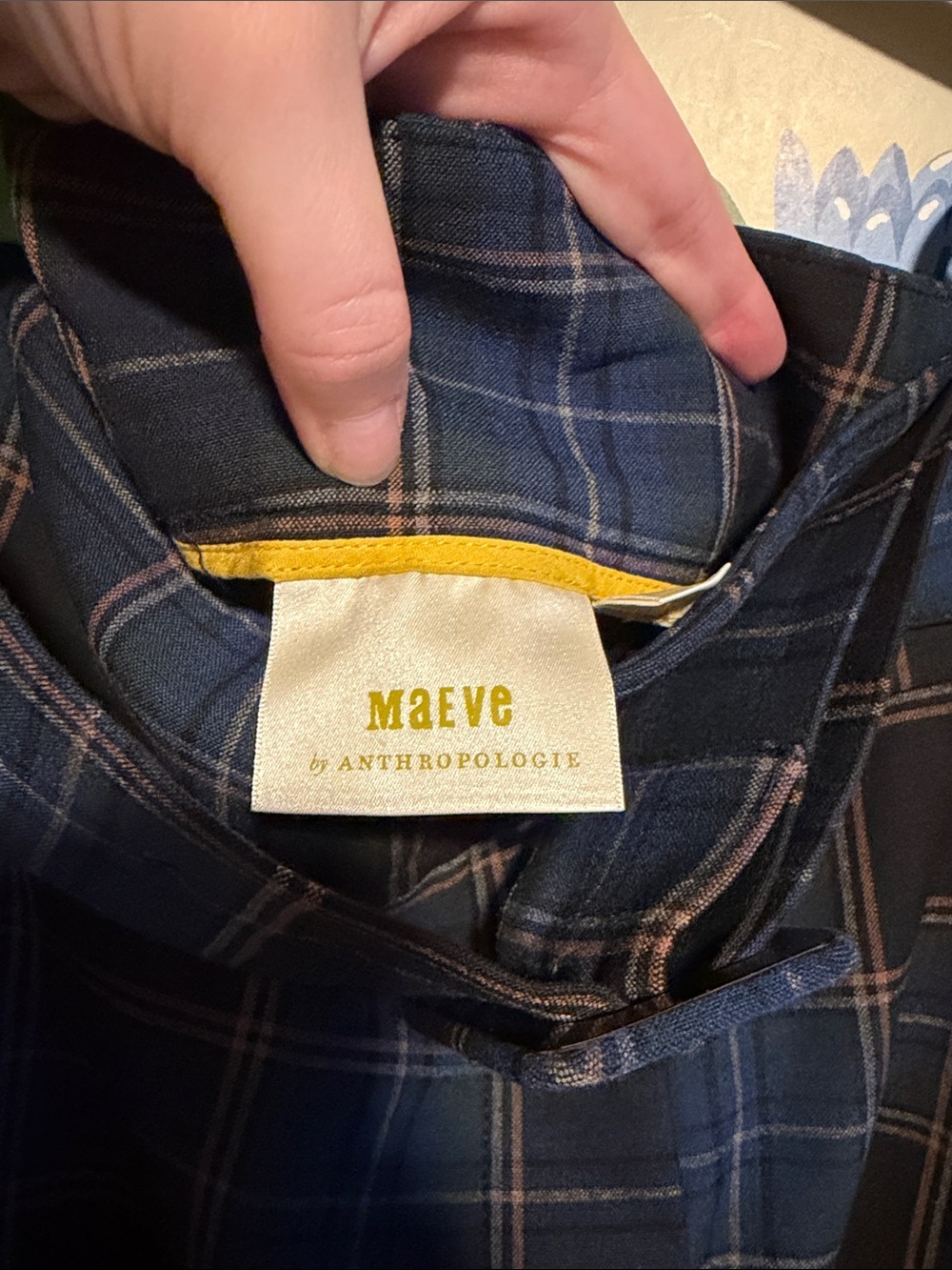 Anthropologie Blue Plaid Button-Front Mini Skirt with Belt - Picture 4 of 5